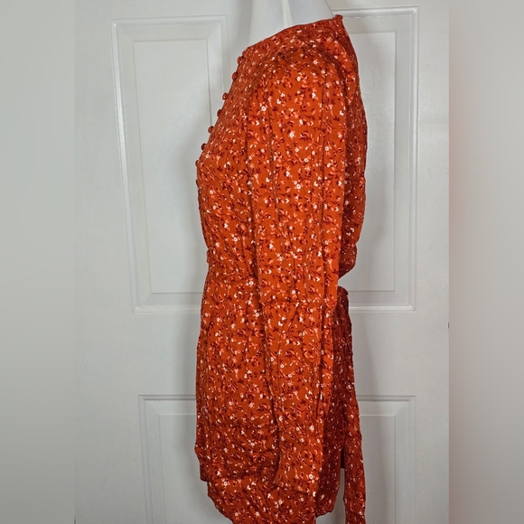 Reformation Carinna Balsam Rust Floral Long Sleeve Dress - Picture 8 of 12